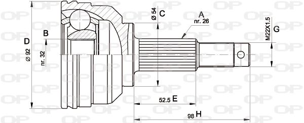 OPEN PARTS Шарнирный комплект, приводной вал CVJ5345.10